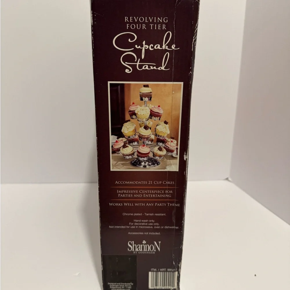 Shannon By Godinger Revolving Four Tier Chrome Cupcake Stand Vintage